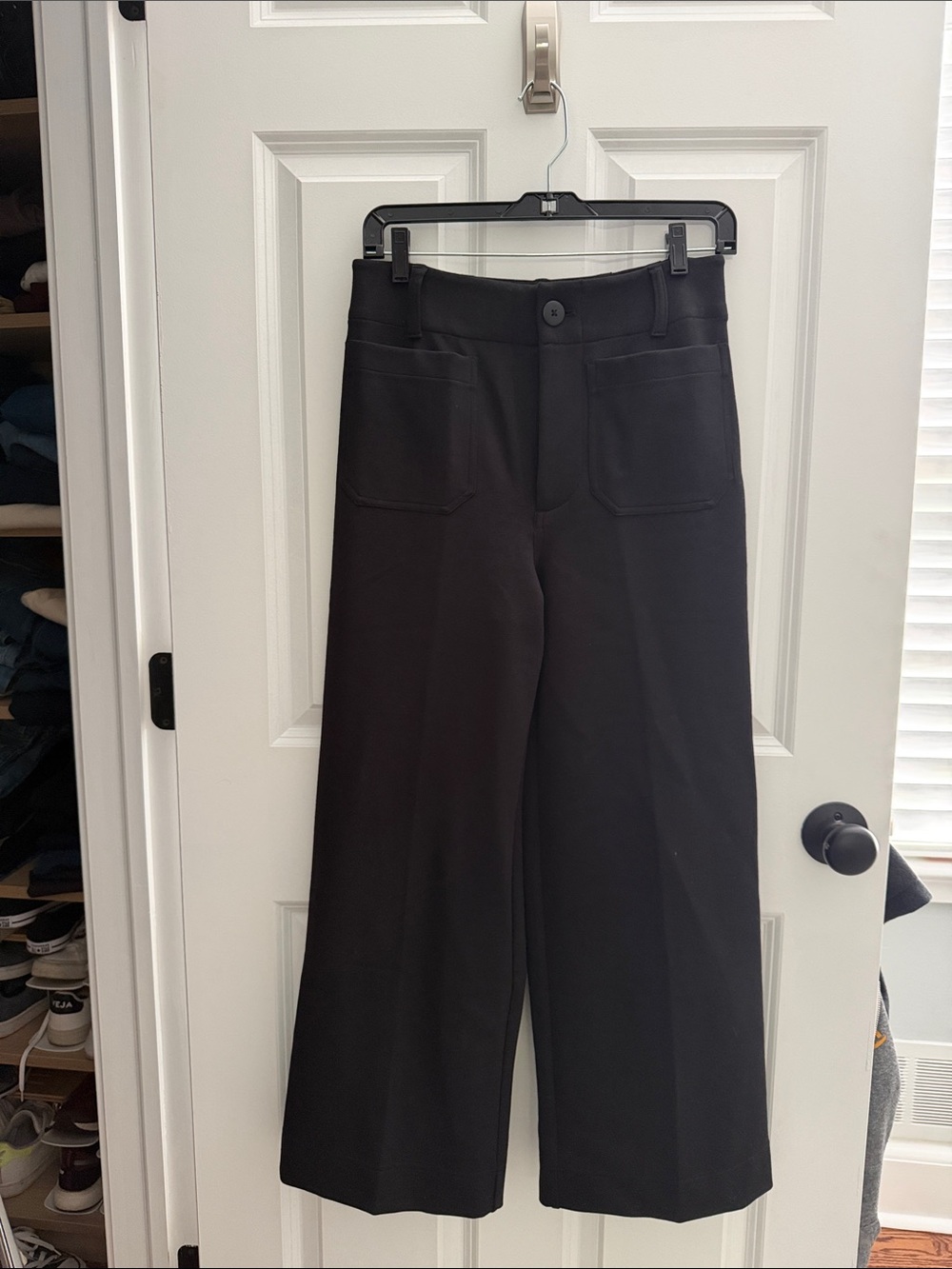 NWT! Maeve Collette Black Ponte Wide-Leg High-Rise Pants. Size 27